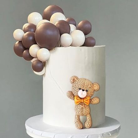27 peças de ursinho marrom colorido, bolas de bolo, topos de bolo para aniversário, chá de bebê, decoração de festa (cáqui) - Webiishop