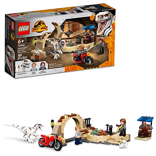 76945 LEGO® Jurassic World Dinossauro Atrociraptor: Perseguição de Motocicleta; Kit de Construção (169 peças) - Webiishop