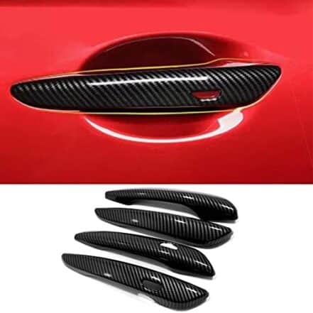 APEXRA Acabamento de capas de maçaneta lateral de carro, para acessórios Mazda CX-90 2023 2024, protetor externo de fibra de carbono cromado, conjunto de 4 peças (carbono) - Webiishop