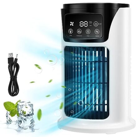 Abaodam Condicionadores De Ar Portáteis Mini Ar Condicionado Ventilador De Resfriamento Elétrico Temporizador 6H 300Ml Tanque De Água Para Mesa Sala De Casa Quarto Escritório Dormitório - Webiishop