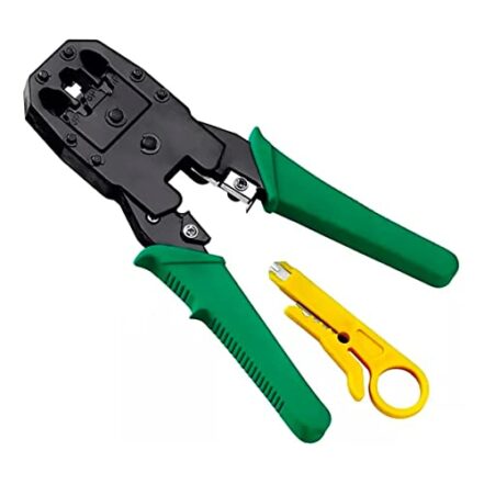 Alicate Crimpador Rj45 Rj11/Rj12 Cabo De Rede PROFISSIONAL Crimpar Desencapar E Cortar Cabos 4P/6P/8P Com Lâmina de Corte Para Cabo de Rede Internet Lan Ferramenta Eletricista 3 Em 1 Modular Ajustável PREMIUM Verde ONYK - Webiishop