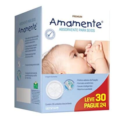 Amamente - Absorvente para Seios, Descartável, Branco, M, 1 pacote com 30 Unidades - Webiishop