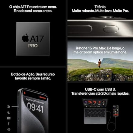 Apple iPhone 15 Pro Max (1 TB) — Titânio natural - Webiishop