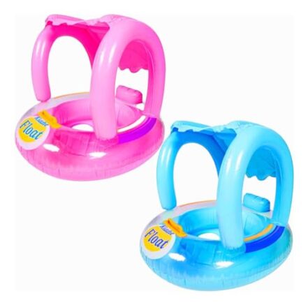 Boia Bote Infantil Bebê Com Cobertura Baby COR SORTIDO AZUL/ROSA Fralda Piscina Praia Crianças Natação Inflável Premium AZIMARK - Webiishop
