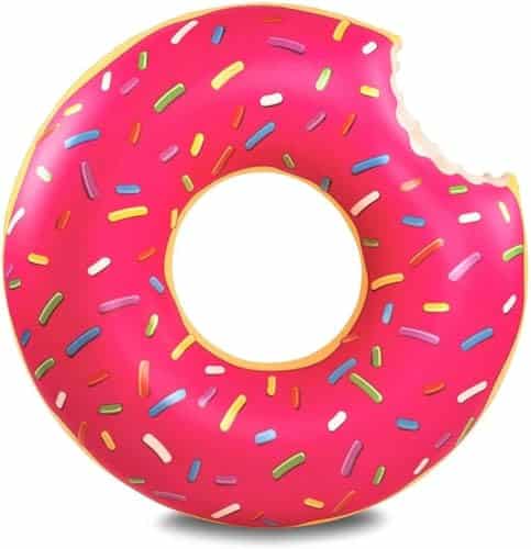 Boia Circular Inflável 60cm Donut Mordido Rosa Piscina Premium FastJoy - Webiishop