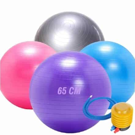 Bola Suíça Yoga Pilates Fisioterapia PVC Prata Roxa Azul Rosa Exercícios Funcional Fitness Mais Bomba Ginastica Abdominal Gym De Academia Alongamento Anti estouro 65 cm JCanova Store - Webiishop