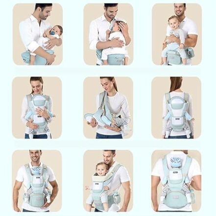 Bolsa Canguru Ergonômico Bebê Mãe Premium 12 Posições 3 Em 1 cor Azul - Webiishop