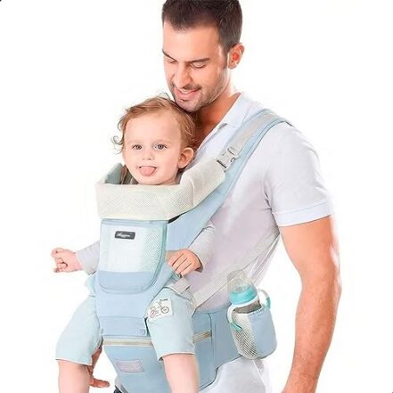 Bolsa Canguru Ergonômico Bebê Mãe Premium 12 Posições 3 Em 1 cor Azul - Webiishop