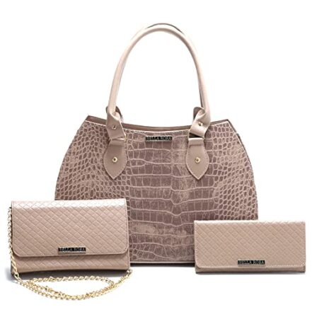 Bolsa Feminina Pasta Grande De Ombro + Bolsa Pequena Festa Clutch Transversal + Carteira Feminina - Webiishop