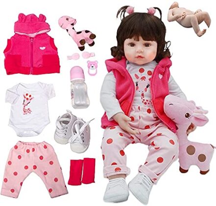 Boneca Bebê reborn menina 100% silicone pode dar banho criança presente Original (Girafa Boneca 48cm) - Webiishop