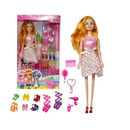 Boneca Maju Fashion com 8 pares de sapatos e acessórios 28 Cm com 15 Peças Vaceli - Webiishop