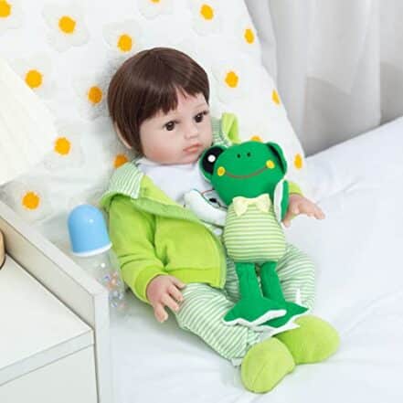 Brastoy Bebê Reborn Boneco Menino Silicone Olhos Castanhos 48cm Com Sapo Original (48cm Menino Sapo) - Webiishop