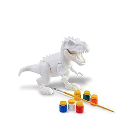Brinquedo Dinossauro Rex Attack Branco Para Colorir + Pincel + 6 Tintas - Webiishop