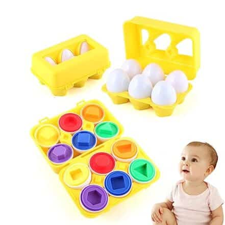 Brinquedo Educativo Divertido Montessori Infantil Caixa de Ovos De Encaixar Formas Geométricas e Cores (Caixa com 6 unidades) - Webiishop