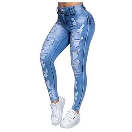 Calça feminina com costura de cintura alta solta reta casual - calça jeans feminina - Webiishop