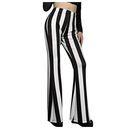 Calças femininas de alta flare, calças de sino longas com cintura listrada, plus size, calças de chuva femininas - Webiishop
