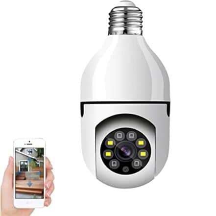 Camera Lâmpada Wifi Ip Segurança Panorâmica Giratória 360 1080P com Visão Noturna Pet - Webiishop
