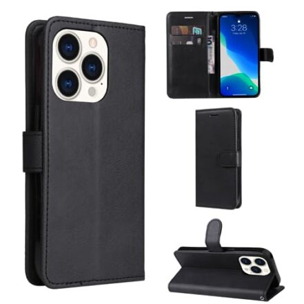 Capa Capinha Carteira Preta Com Porta Cartão Compatível Com iPhone 14, 14 Plus, 14 Pro, 14 Pro Max - (Hard Glass Store) - (Hard Glass Store) (iPhone 14 Pro (6.1)) - Webiishop