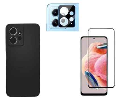 Capa capinha Para Xiaomi Redmi Note 12 4G Silicone Aveludada + Pelicula 3D + Pelicula de Camera Premium (preto) (Elite case) - Webiishop