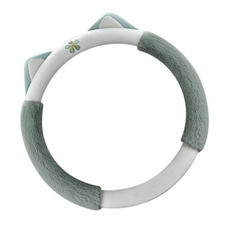 Capa de volante universal moda capa de volante de carro inverno quente pelúcia capa de volante orelhas de gato fofo protetor de volante antiderrapante respirável capa de volante 38 cm verde - Webiishop