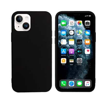 Capinha Colorida Compatível Com iPhone 14 Vermelha ,Preta, Laranja, Amarela, Azul, Rosa, Pink, Branca, Lilás, Marrom, Verde, Roxo, Bordô, Case Slim Flexível Aveludada Com 3 Camadas De Proteção PREMIUM ONYK (Preto) - Webiishop