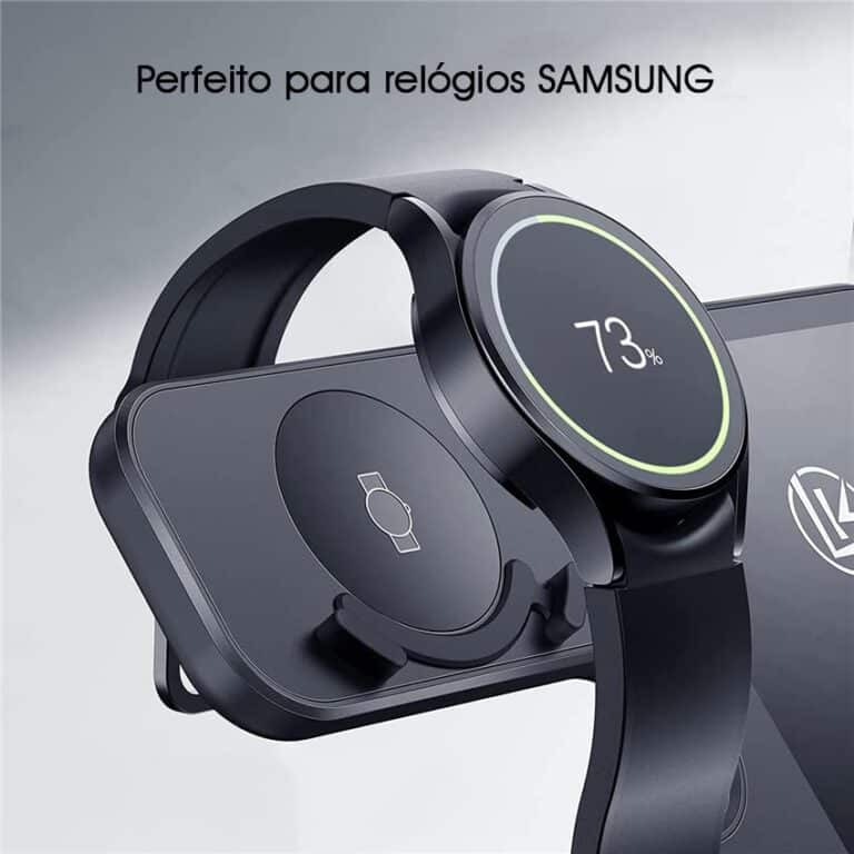 Carregador 3 Em 1 Para Produtos Samsung Sem Fio Wireless rápido Estação de carregamento Dock Linhas S24, S23, S22, S21, S20, Linha Note, Linha Z Flip e Linha Z Fold, Linha Galaxy Watch 6, 4, 3, Active - Webiishop