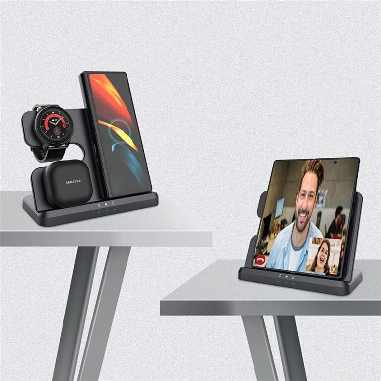 Carregador 3 Em 1 Para Produtos Samsung Sem Fio Wireless rápido Estação de carregamento Dock Linhas S24, S23, S22, S21, S20, Linha Note, Linha Z Flip e Linha Z Fold, Linha Galaxy Watch 6, 4, 3, Active - Webiishop