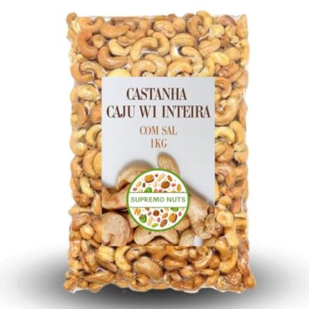 Castanha de Caju Torrada Inteira W1 Exportação Premium Com Sal Embalado a Vácuo Supremo Nuts - Webiishop