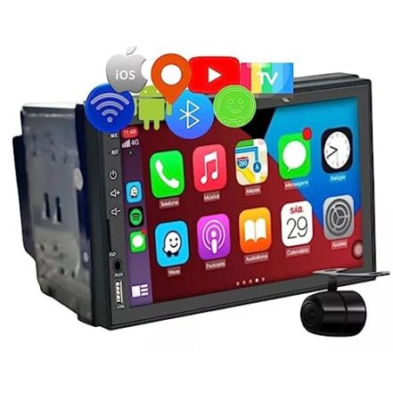 Central Multimídia Mp5 2 Din Wifi Tv Digital Gps Android 10.0 Usb Bluetooth Tela 7 Polegadas - Webiishop