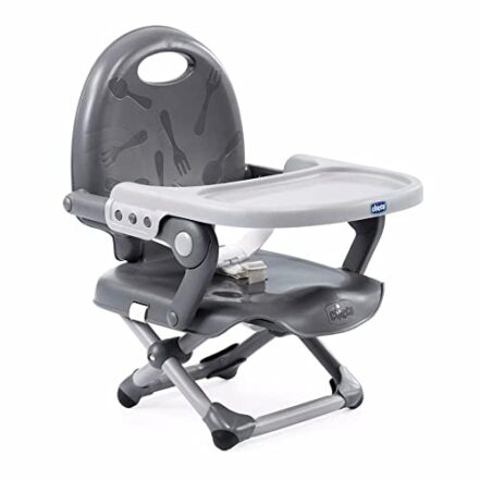 Chicco Pocket Snack Assento Elevatório para Alimentação, Cinza (Dark Grey), da 6 meses - Webiishop