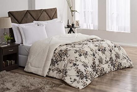 Coberdrom Casal Queen Winter 100% Algodão/Sherpa 01 Peça - Floral Tabaco - Webiishop