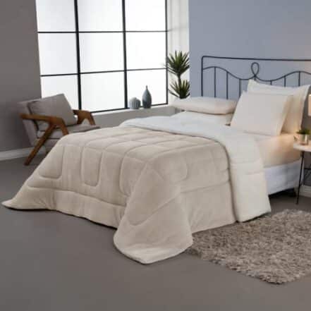 Coberdrom Soft Dupla Face com Sherpa e Manta Plush (CASAL, AVELÃ) - Webiishop