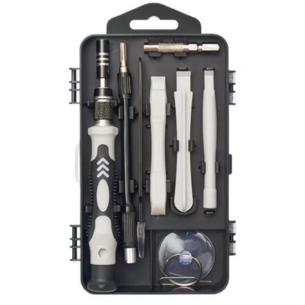 Conjunto de chaves de fenda de precisão, 122 em 1 Kit de ferramentas de reparo magnético eletrônico com estojo para computador de reparo, iPhone, PC, celular, laptop, console de jogo, relógio, óculos, （CINZA） - Webiishop