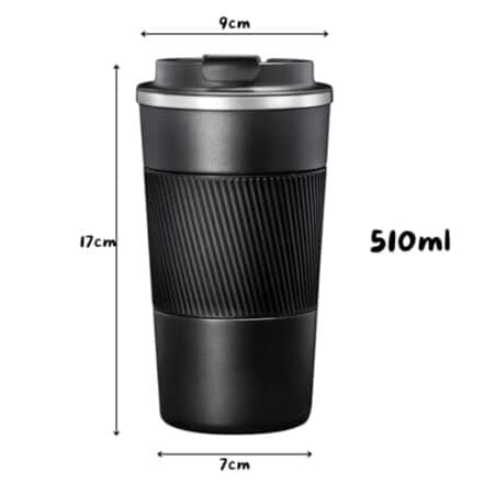 Copo Térmico Inox 510ml Coffee Mugs Café Chá Sucos Bebidas Quentes e Frias com Tampa e Parede Dupla (Preto) - Webiishop