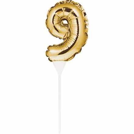 Creative Converting Topo de bolo número 9, mini balão, dourado - Webiishop