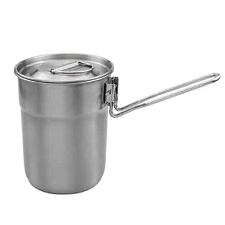 Domary Xícara de café de 1L com alça dobrável e tampa ventilada Chaleira de acampamento de aço inoxidável Panela leve para mochila, caminhada, acampamento, viagem, Xícara de café - Webiishop