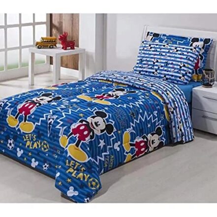 EDREDOM INFANTIL DUPLA FACE SOLTEIRO PERSONAGENS DISNEY 150 FIOS - MICKEY - Webiishop