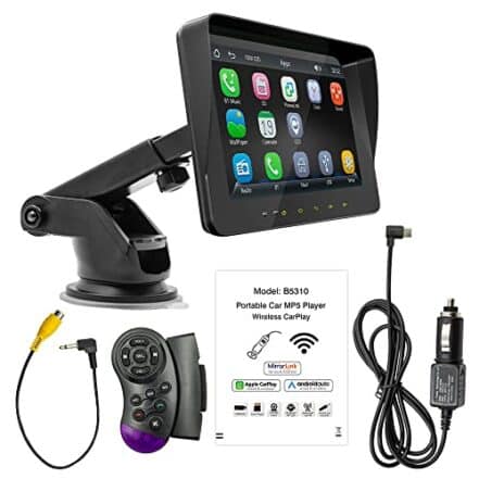 ERYUE Leitor MP5 estéreo para carro de 7'' BT Chamada mãos-livres Suporte para rádio FM Carplay Android Auto Phone Link Reversing Assist Dual USB com volante Controle remoto Suporte ajustável Preto - Webiishop