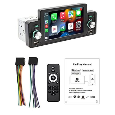 ERYUE Leitor de MP5,Receptor de rádio BT FM estéreo para carro de 5 polegadas com Carplay Suporte automático Android Chamadas mãos-livres Carregamento/reprodução USB Link de telefone Assistência de r - Webiishop