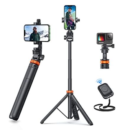 EUCOS Novo Tripé para Celular de 62", Tripé para iPhone e Bastão de Selfie com Controle Remoto, Tripé para iPhone Atualizado e Tripé de Viagem, Tripé Sólido para Celular para iPhone 15/14/Android - Webiishop