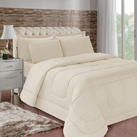 Edredom Casal Queen Aconchego Dupla Face 2,4 X 2,1 Metros Casa Dona (Bege) - Webiishop