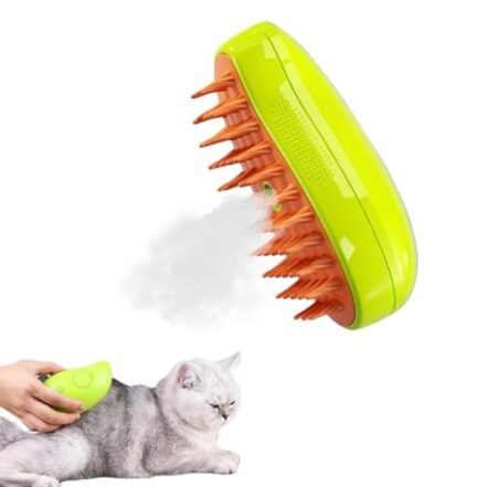 Escova Steamy Cat – 3 em 1 escova vaporizada para gatos, escova autolimpante para gatos para massagem, escova de pelo de gato para remover cabelos emaranhados e soltos (verde) - Webiishop