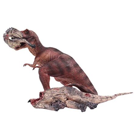 FLORMOON Brinquedo Do dinossauro Marrom de Plástico Realista Tiranossauro Rex Dinossauro Figuras com Tenontosaurus Cadáver Decoração, fontes do partidoMeninos Da Criança (Movable Mandíbula) - Webiishop
