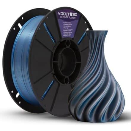 Filamento PLA Duo Color Alumínio e Azul Premium 1kg, Duas Cores V-Silk, 1.75Mm, Para Impressoras 3D - Voolt3D - Webiishop