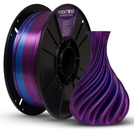 Filamento PLA Duo Color Ametista e Azul Safira Premium 1kg, Duas Cores V-Silk, 1.75Mm, Para Impressoras 3D - Voolt3D - Webiishop