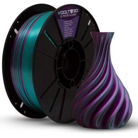 Filamento PLA Duo Color Ametista e Verde Premium 1kg, Duas Cores V-Silk, 1.75Mm, Para Impressoras 3D - Voolt3D - Webiishop