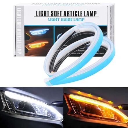 Fita de seta LED de 60 cm fitas de farol de LED 2 peças à prova d'água sequencial tira led exterior luzes led para carro branco amarelo - Webiishop