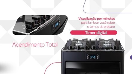 Fogão 5 Bocas Preto com Mesa de Vidro e Timer Digital Dako Supreme Black Glass Bivolt - Webiishop