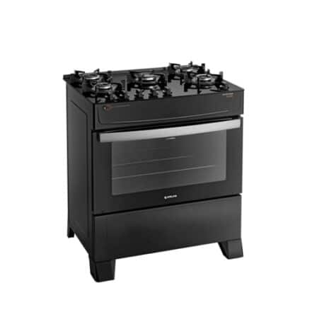 Fogão Atlas 5 Bocas preto Atenas Glass com Acendimento automático - Bivolt - Webiishop