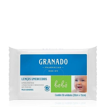 Granado - Lenço Bebê Pele Sensível, Branco, 50 Unidades - Webiishop